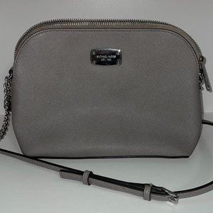 MICHAEL KORS Silver / Grey Leather Crossbody Bag Purse with Silver Hardware